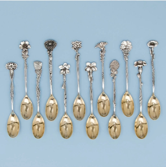 Tiffany & Co. Other - 🚫SOLD🚫1885 Tiffany & Company Floral Motif Demitasse Spoon Collection Sterling